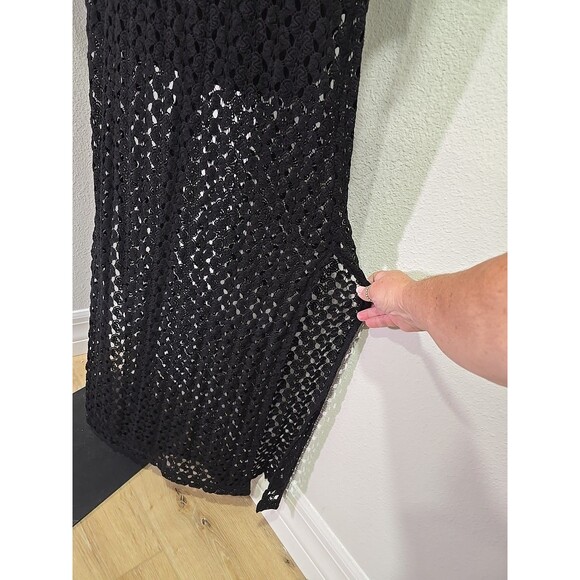 Mimi Chica Black Crochet Maxi Dress Womens M Witch Whimsygoth Sheer Fairy Grunge - Picture 3 of 7